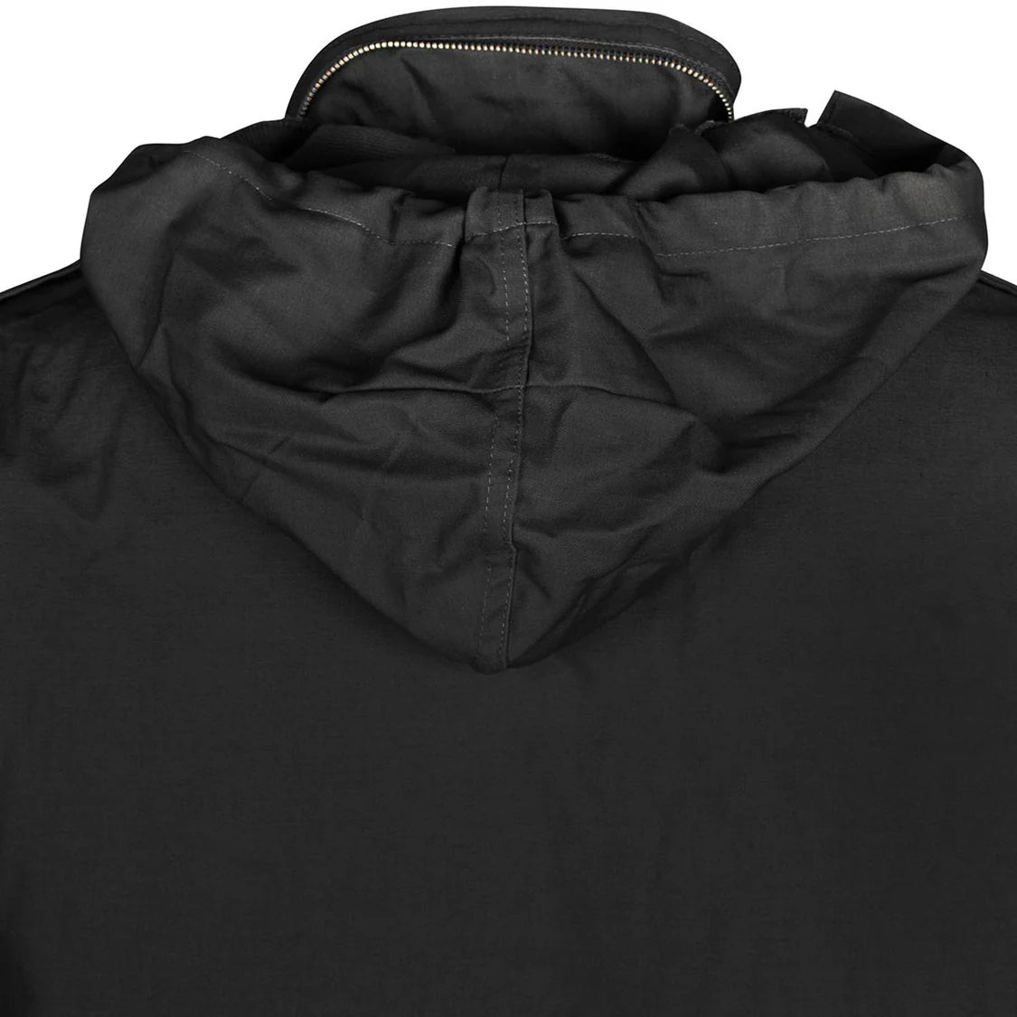 hood of black m65 filed jacket