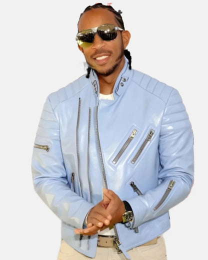 iHeartRadio 2024 Music Awards Ludacris Light Blue Leather Biker Jacket