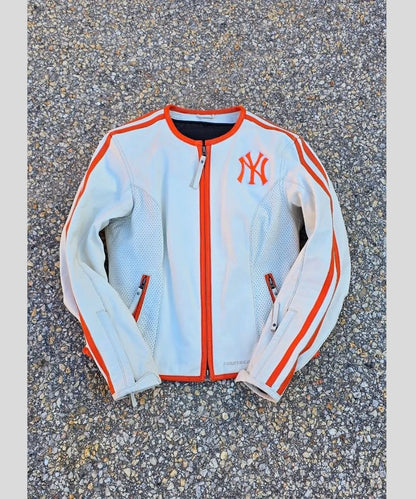 igalaseries Vintage Cropped Biker x NY Leather Jacket White