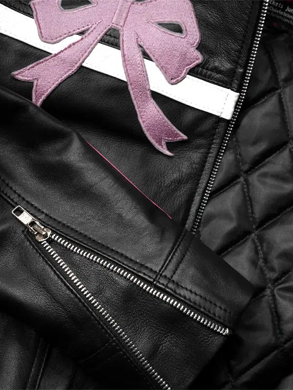 leather bow jacket