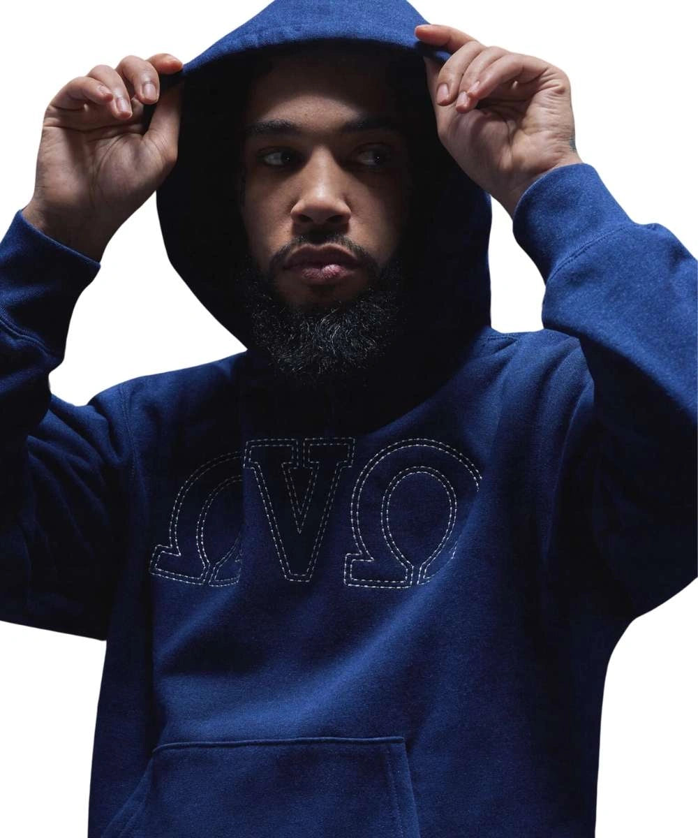 octobers very own Omega Contrast Stitch Blue Hoodie