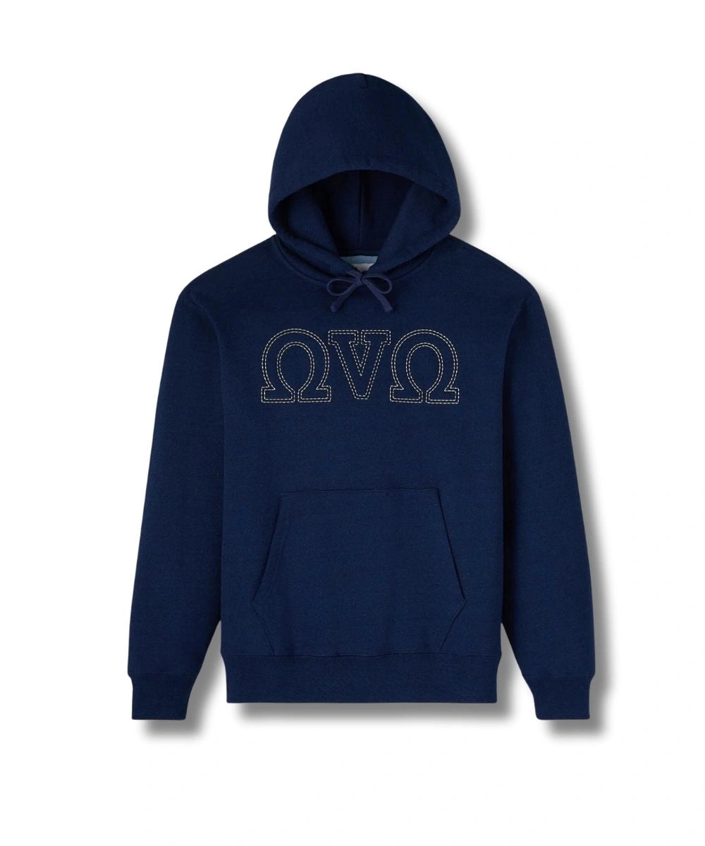 octobers very own Omega Contrast Stitch Hoodie Blue