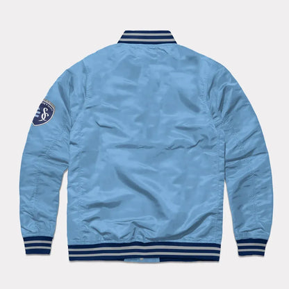 sporting kansas city powder blue varsity satin jacket