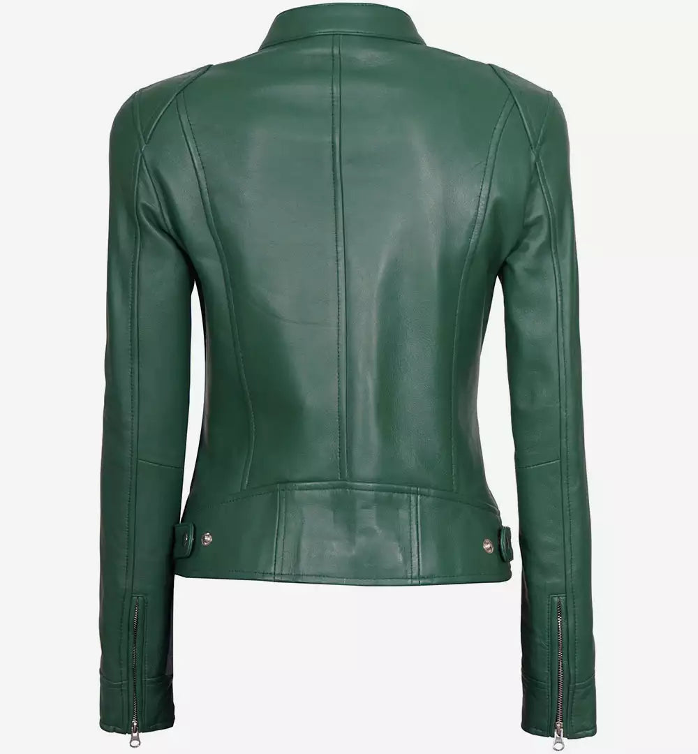 women Green Leather Jacket