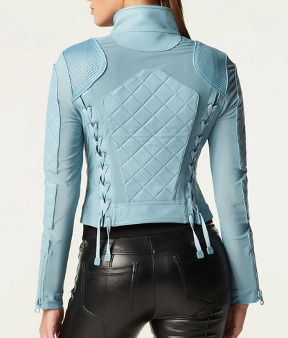 womens moto blue mesh jacket