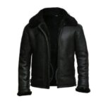 Black aviator leather jacket