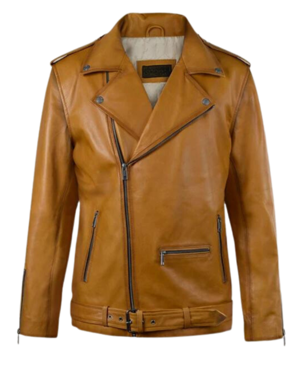 RUTLAND CARAMEL BROWN RIDING LEATHER JACKET
