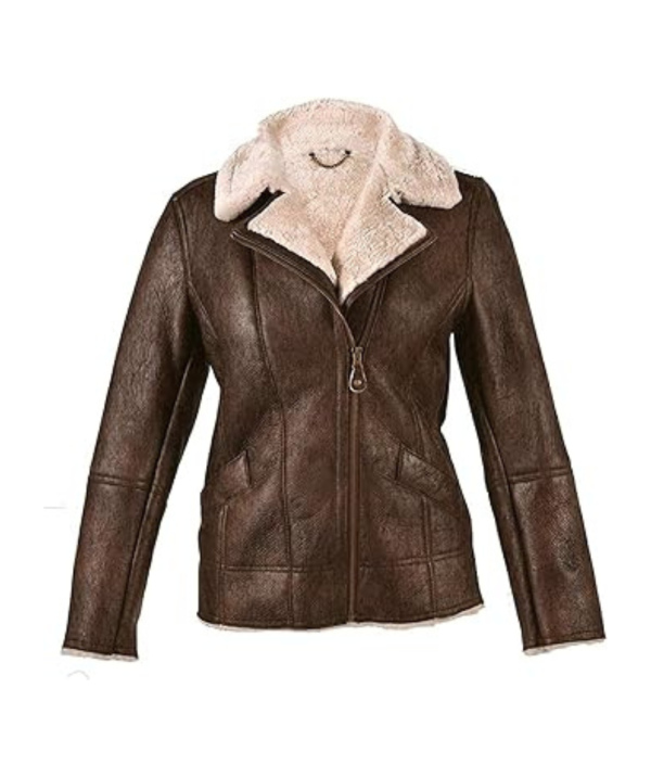 Women Brown Shearling Stylish Fur Leather Jacket