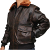 Men Brown Aviator Fur Collar Distressed Leather Jacket