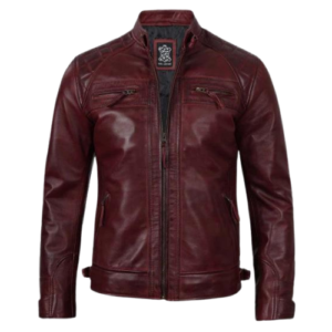 Men Maroon Biker Stylish LeatherJacket