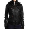 Girl Nest Door Hooded Leather Jacket