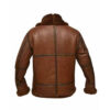 Men Brown Aviator Bomber Fur Collar Leather Jacket