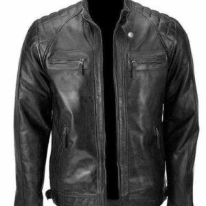 Men Black Biker Skull Ride Leather Jacket