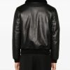 Men Black fur collar Leather Jacket