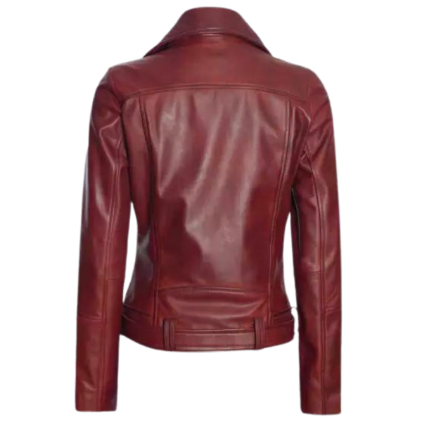 Women Maroon Biker Stylish LeatherJacket