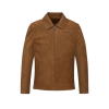 Men Brown Suede Shirt Collar Front Zipper Jacket