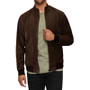 Men Dark Brown Suede Simple Zipper Jacket