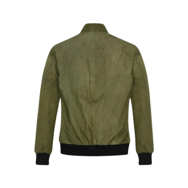 Men Woodland Green Suede Simple Zipper Jacket
