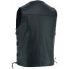 Men Black Leather Vest Side Zipper Pockets