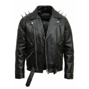 Men Black Halloween Devil Spikes Leather Jacket