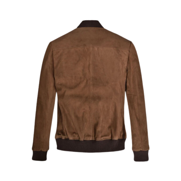 Men Oak Brown Suede Stylish Collar Jacket