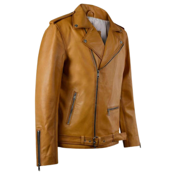 Caramel Biker Leather Jacket Brown