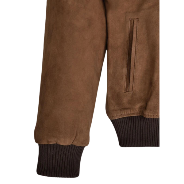 Men Oak Brown Suede Stylish Collar Jacket
