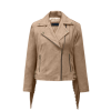 Women Beige Suede Stylish Fringes Jacket