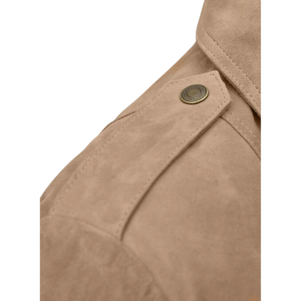Women Beige Suede Stylish Fringes Jacket
