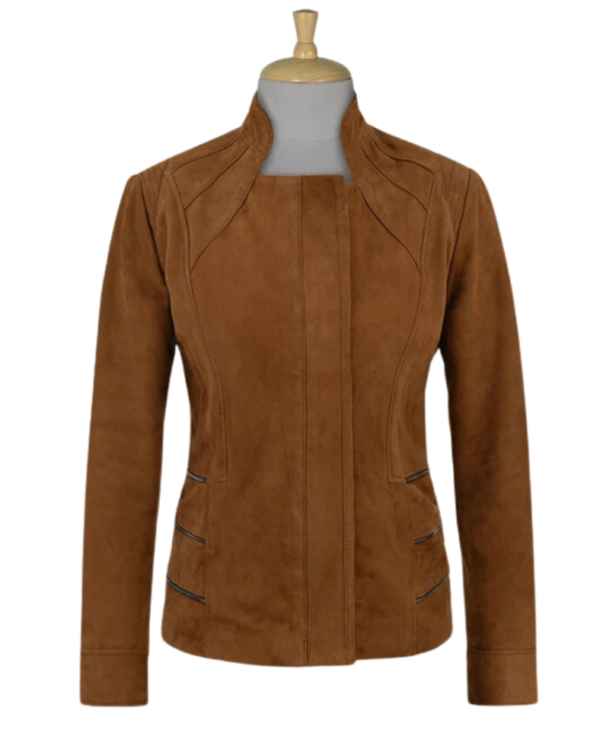 Caramel Brown Suede Leather Jacket