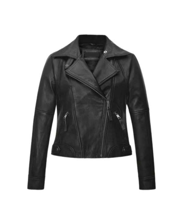 Womens Checker Board Black Leather Motorcycle Jacket