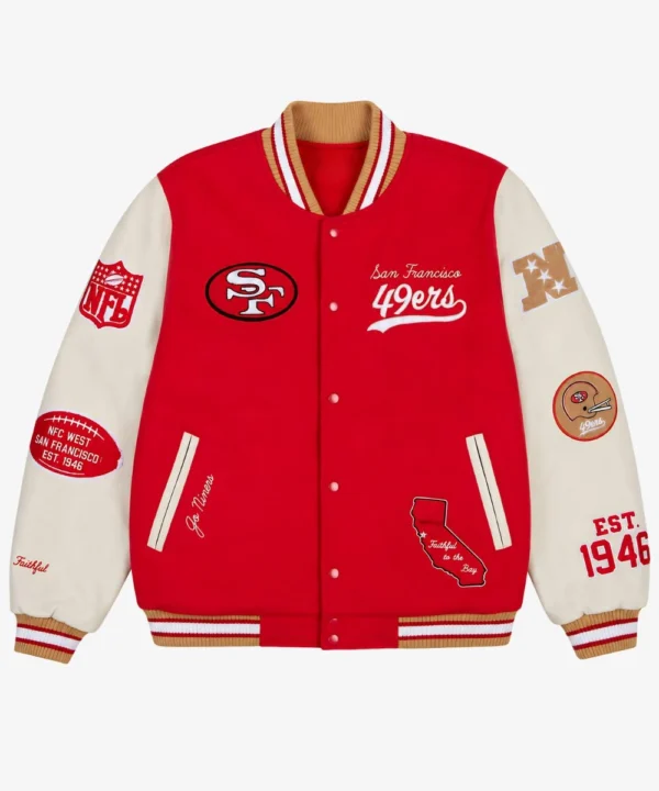 49ers San Francisco GOLF WANG Jacket Red & Cream