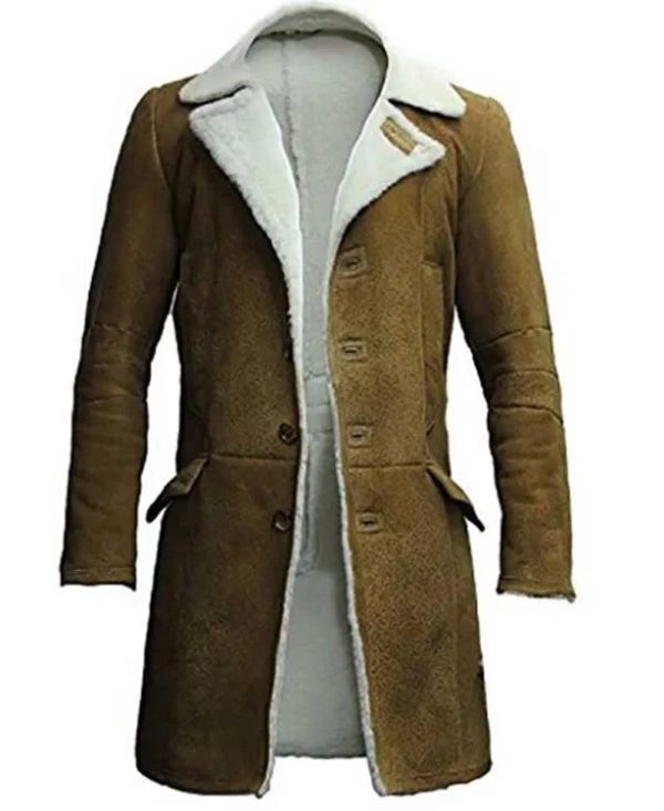 Men Brown Distressed Long Coat
