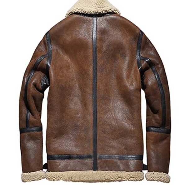 Men Brown Shearling Bomber Fur Leather Jacket