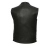Men Black Leather Vest Triple Zip