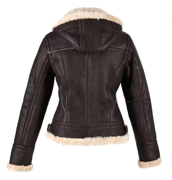 Women Dark Brown Shearling Leather Jacket