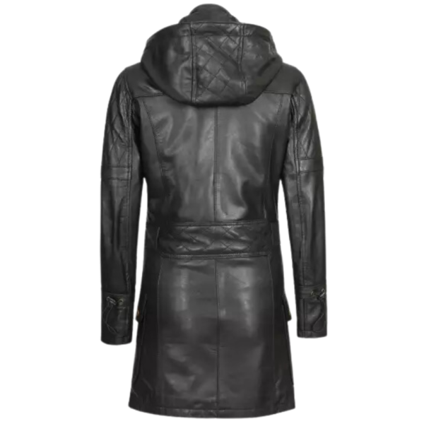 Stylish Luxyry Black Leather Parka Women