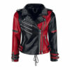 Unisex Red & Black Halloween Ponited Leather Jacket