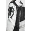 Unisex Black & White Fringe Stylish Leather Jacket