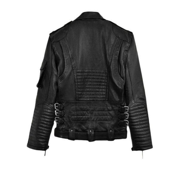 Men Black Heavy Leather Motorcycle Jacket