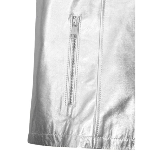 Detachable Hoodie Leather Metallic Moto Jacket