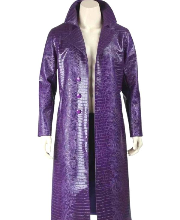 Halloween Purple Leather Trench Coat