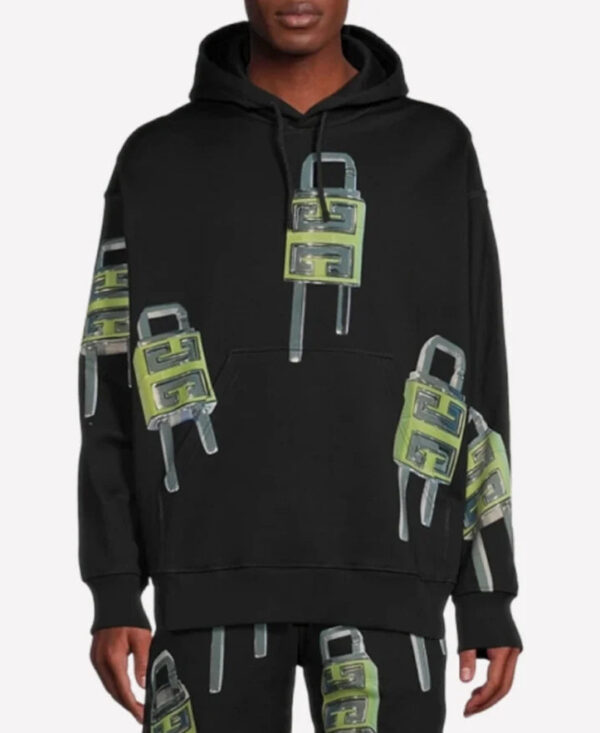 ASAPRockyLockPrintHoodieBlack