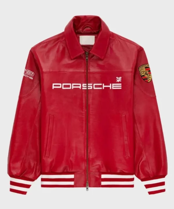 AimeLeonDorexPorscheRedLeatherJacket