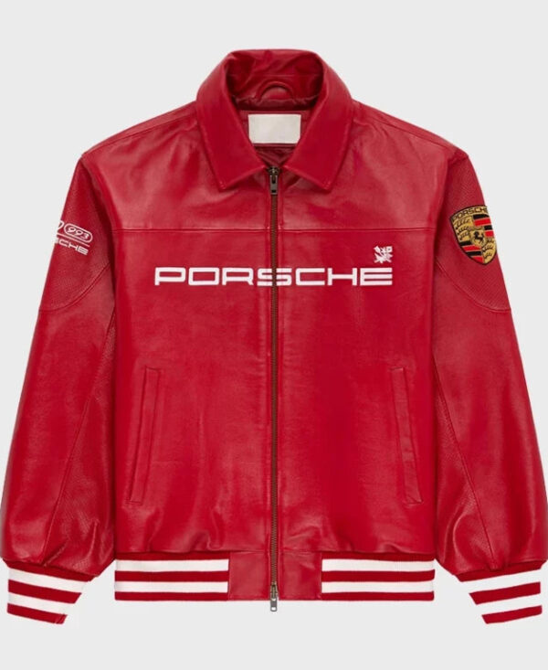 AimeLeonDorexPorscheRedLeatherJacket