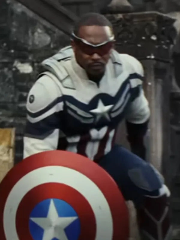 Anthony Mackie Captain America Brave New World-2025 Sam Wilson Leather Costume Multi color Jacket 