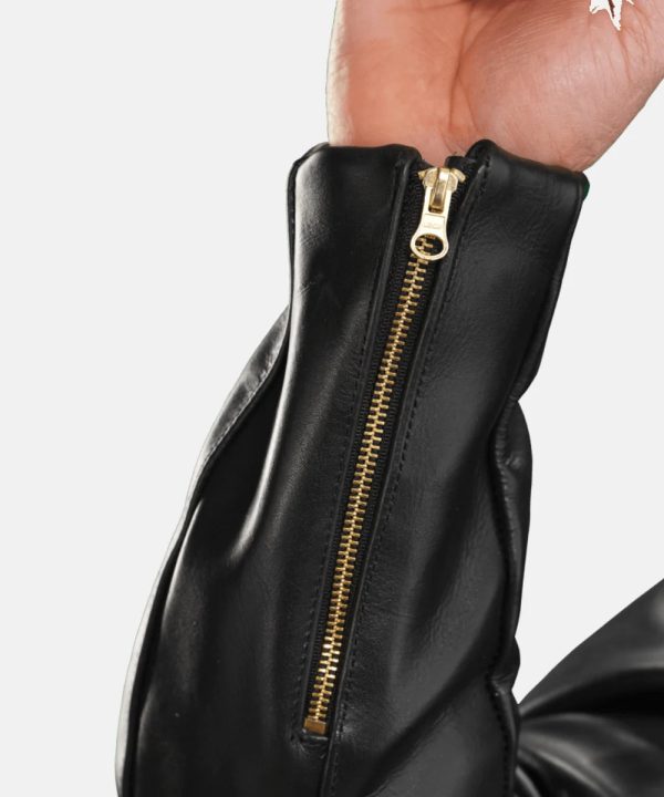 Armored Vanson Black Leather Cafe Racer Jacket Sleeve