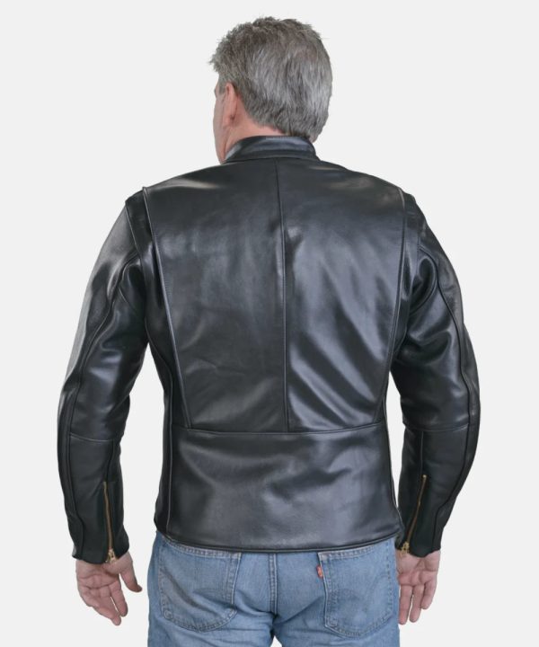 Armored Vanson Black Leather Cafe Racer Jacket