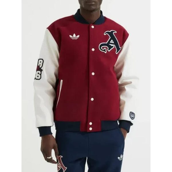 ArsenalRedandWhiteVarsityJacket