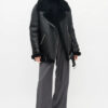 Aviator Black Fur SheepSkin Leather Shearling Jacket